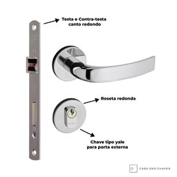 Fechadura Pado Concept 407 Cromado Canto Redondo 40mm Externa Yale - 2