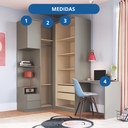 Ver mais imagens de Guarda Roupa Solteiro Modulado 4 Peças Elegance Cinza/Níquel