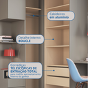 Ver imagem 6 de Guarda Roupa Solteiro Modulado 4 Peças Elegance Cinza/Níquel