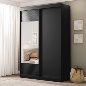 Guarda-Roupa 2 Portas de Correr com 1 Espelho Samambaia CabeCasa MadeiraMadeira