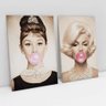 Quadro Decorativo Marilyn Monroe e Audrey Hepburn Chiclete 2 Telas - 2