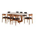 Ver imagem 2 de Conjunto de Mesa de Jantar Retangular em Madeira Maciça com Vidro e 8 Cadeiras Genova Monaco Yescasa