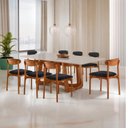 Ver imagem 1 de Conjunto de Mesa de Jantar Retangular em Madeira Maciça com Vidro e 8 Cadeiras Genova Monaco Yescasa