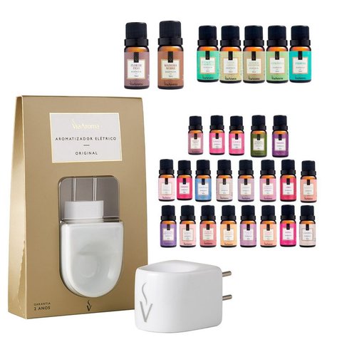 Kit Difusor Porcelana com 10 Essências Sortidas Via Aroma