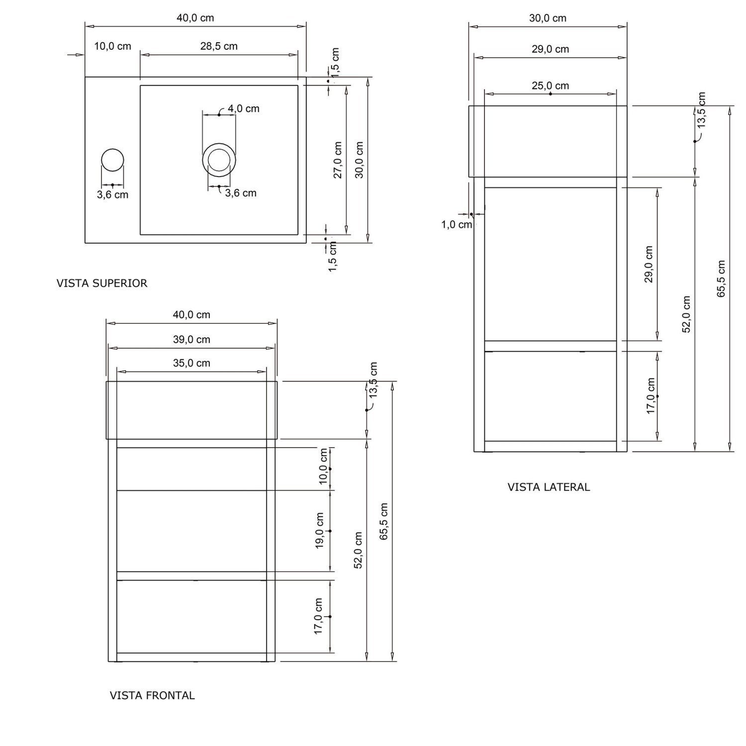  Gabinete para Banheiro suspenso 40cm Iron Steel Venturi Branco Fosco - 3