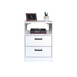 Mesa de Cabeceira Branca 40cm 2 Gavetas Mdf Quarto Gaveteiro Puxador Cinza-sem Rodinhas (montado) - 5
