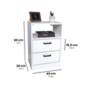 Ver imagem 2 de Mesa de Cabeceira Branca 40cm 2 Gavetas Mdf Quarto Gaveteiro Puxador Cinza-sem Rodinhas (montado)
