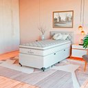 Ver imagem 3 de Cama Box Baú Solteiro + Colchão Paris Molas Ensacadas Branco Couro Branco/branco