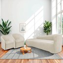 Ver imagem 2 de Kit Sofá Curvo França 200cm L.e e 2 Poltronas Luiza Max Conforto, Bouclé Bege
