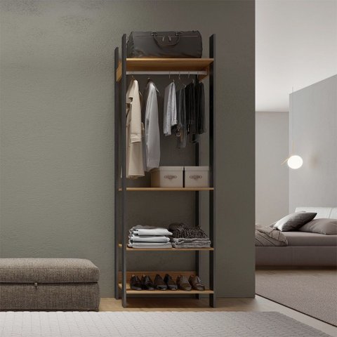 Closet 1 Torre Cabideiro Industrial Tw402 Freijó Preto Fosco Dalla Costa