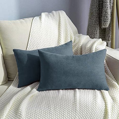 Almofada Retangular Suede Veludo 30x50cm Azul Petróleo FASTLAR Capa com enchimento