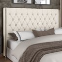 Ver imagem 1 de Cabeceira Cama Box King 195cm Estofada Frizza P05 Linho Creme - Lyam Decor