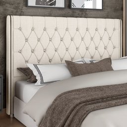 Cabeceira Cama Box King 195cm Estofada Frizza P05 Linho Creme - Lyam Decor - 2