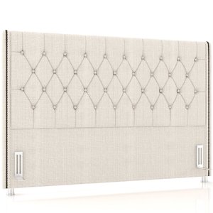 Cabeceira Cama Box King 195cm Estofada Frizza P05 Linho Creme - Lyam Decor