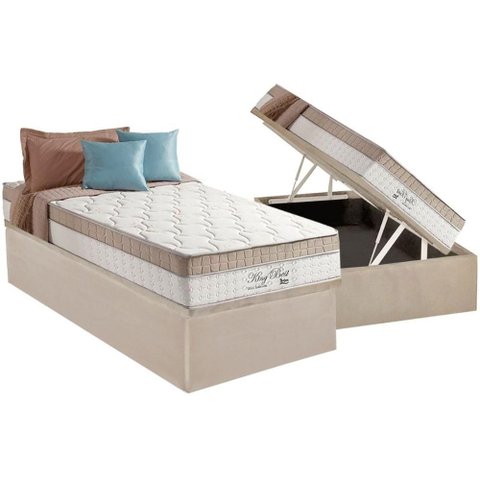 Cama Box Baú Solteiro: Colchão Molas Ensacadas D Angelis Anjos Superlastic King Best + Base Crc