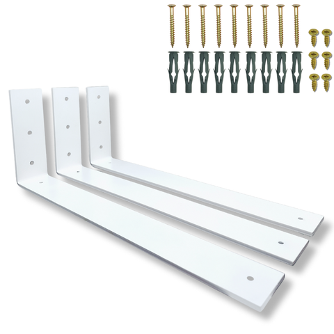 Kit 3 Suportes Cantoneira para Prateleira Formato L 40cm Aço Resistente Estilo Moderno Branco