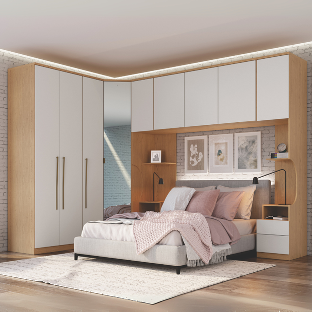 Guarda Roupa Casal Modulado 6 Peças Elegance com Espelho