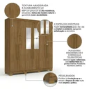 Ver imagem 4 de Guarda-Roupa Casal 6 Portas, 2 Gavetas, Pés e Espelho Noronha Marrom/Cinamomo