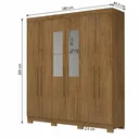Ver imagem 3 de Guarda-Roupa Casal 6 Portas, 2 Gavetas, Pés e Espelho Noronha Marrom/Cinamomo