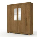 Ver imagem 2 de Guarda-Roupa Casal 6 Portas, 2 Gavetas, Pés e Espelho Noronha Marrom/Cinamomo