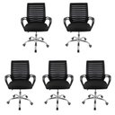Ver imagem 1 de Kit 5 Cadeiras Escritório Diretor Giratória Office Zebrada Estofado Mesh Preto