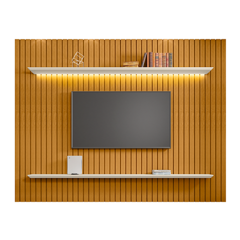 Painel Ripado Roma com LED Cinamomo/Off White – RV Móveis