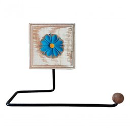 Kit Banheiro 5 Peças Artesanal Rústico Flor de Madeira 3d Anúncio com Variação Cor Azul - 6