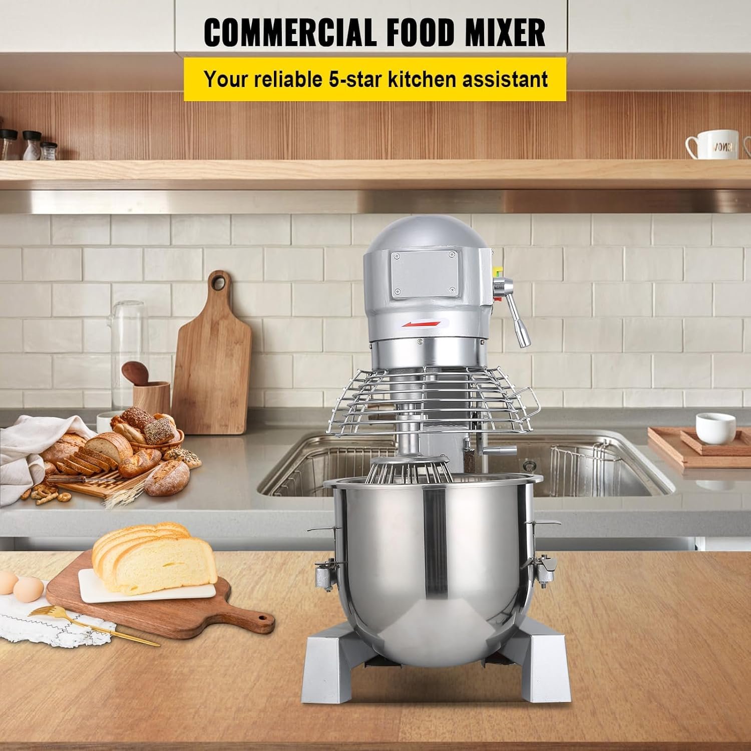 Happybuy Mixer Comercial 10qt, 3 Velocidades, 500w, Aço Inox - 2