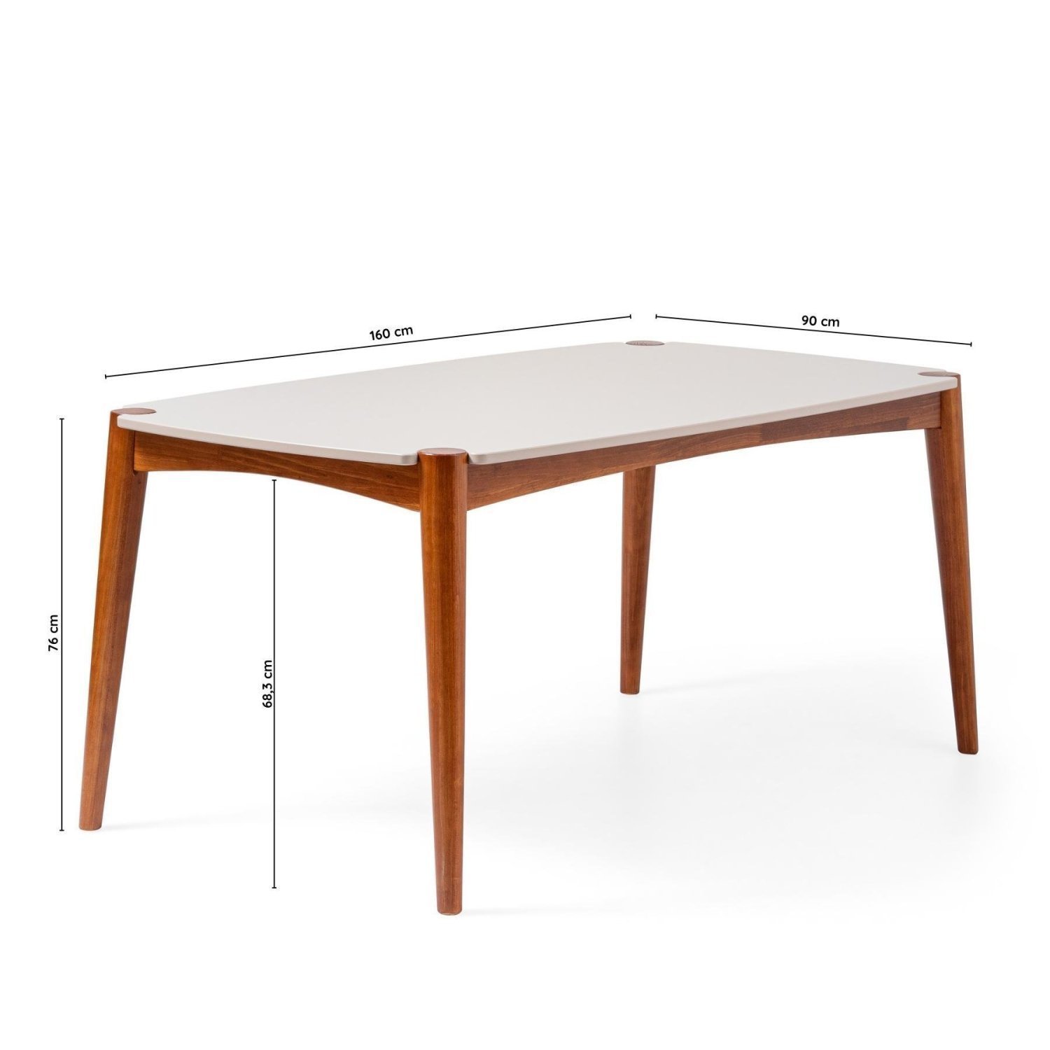 Mesa de Jantar 6 Lugares Madeira Maciça Laqueada cor Garapa e Capuccino 160 Cm Jobim - 3