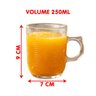 Jogo Copos de Vidro Xícara Caneca de 250ml Conjunto Kit 6pçs - 5
