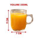 Ver imagem 5 de Jogo Copos de Vidro Xícara Caneca de 250ml Conjunto Kit 6pçs