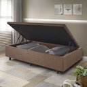 Ver imagem 1 de Cama Box Baú 96x203x34 Cm Solteirão Linho com Pistão a Gás
