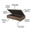 Ver imagem 4 de Cama Box Baú 96x203x34 Cm Solteirão Linho com Pistão a Gás