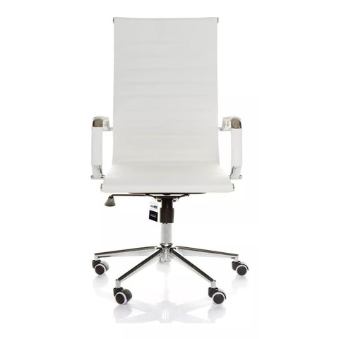 Cadeira de Escritório Giratoria Eames Branca - Alta | Cromada