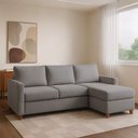 Ver imagem 1 de Sofá com Chaise 4 Lugares Linho Moov Yescasa Cinza Cinza Escuro