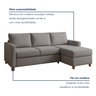 Sofá 3 Lugares com Chaise Moov Yescasa Linho  - 5