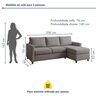 Sofá 3 Lugares com Chaise Moov Yescasa Linho  - 3