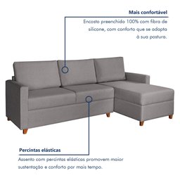 Sofá 3 Lugares com Chaise Moov Yescasa - 3