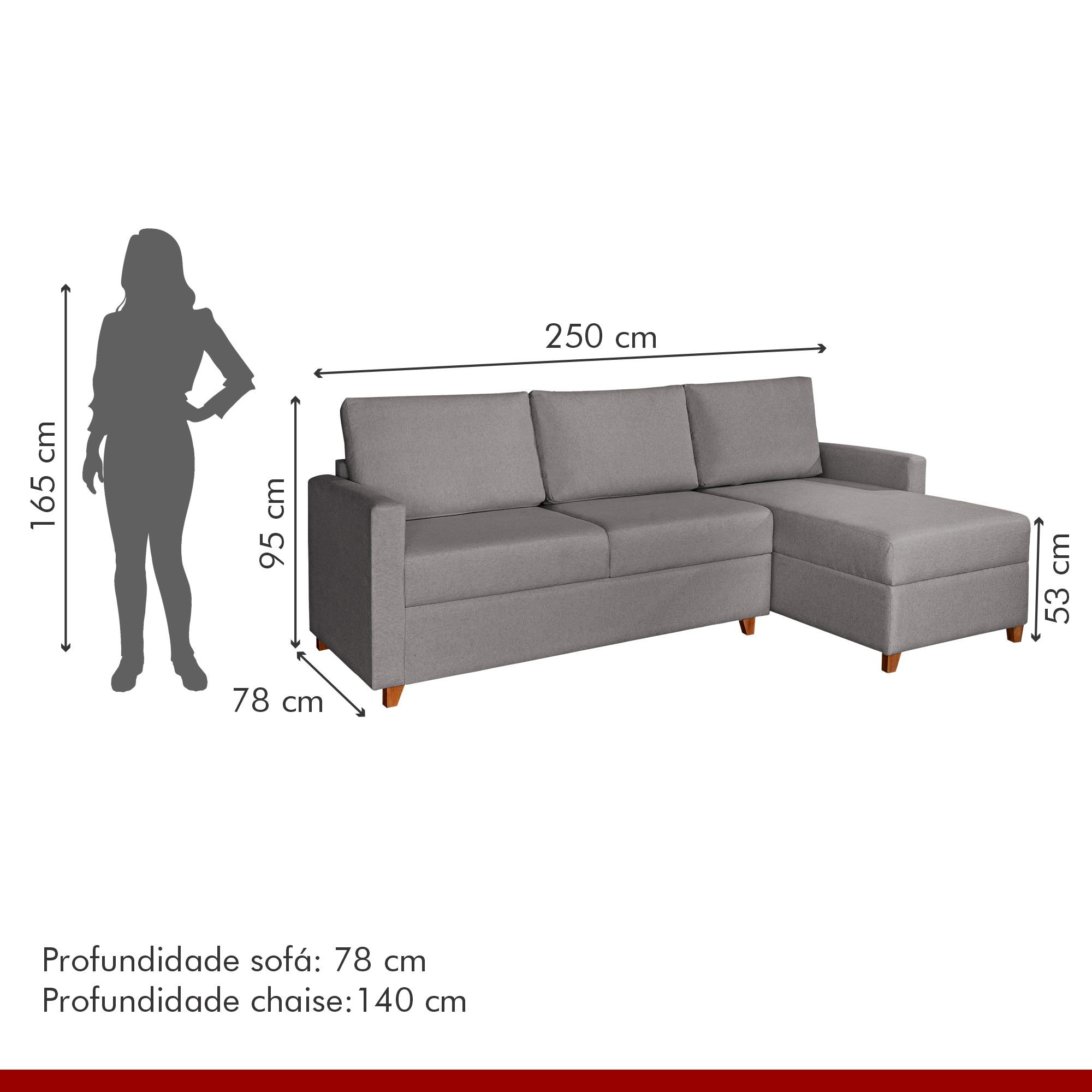 Sofá 3 Lugares com Chaise Moov Yescasa - 8