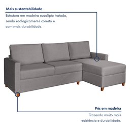 Sofá 3 Lugares com Chaise Moov Yescasa - 2