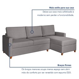 Sofá 3 Lugares com Chaise Moov Yescasa - 5