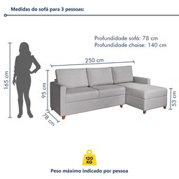 Sofá 3 Lugares com Chaise Moov Yescasa - 7