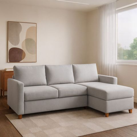 Sofá 3 Lugares com Chaise Moov Yescasa Cinza Claro
