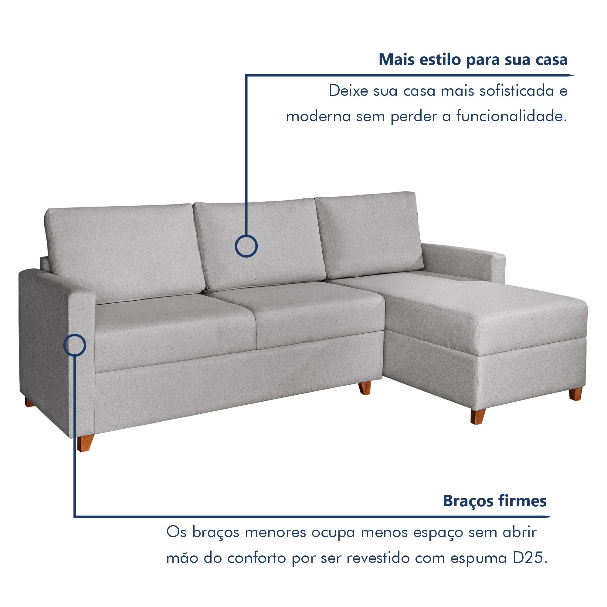 Sofá 3 Lugares com Chaise Moov Yescasa - 5