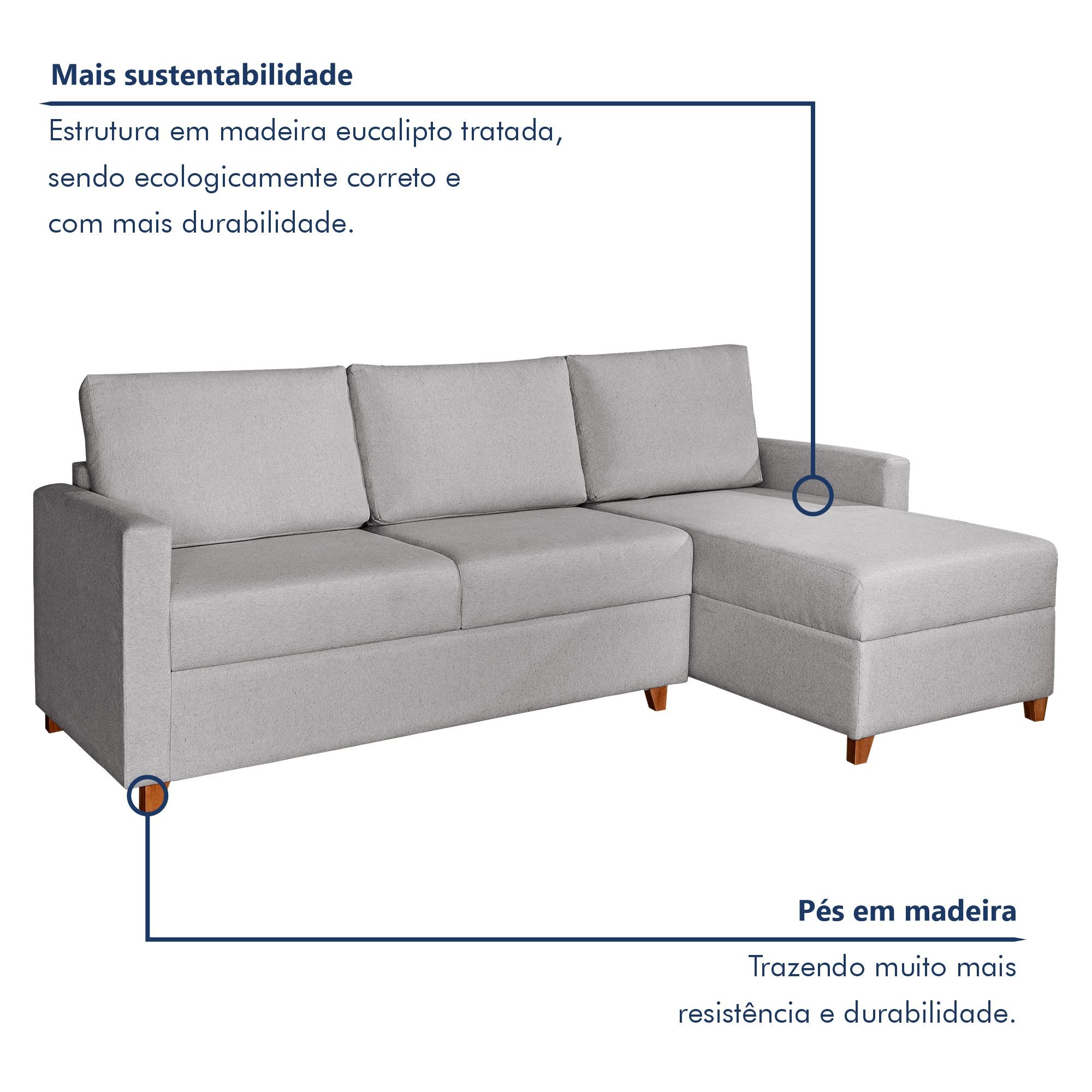 Sofá 3 Lugares com Chaise Moov Yescasa - 2