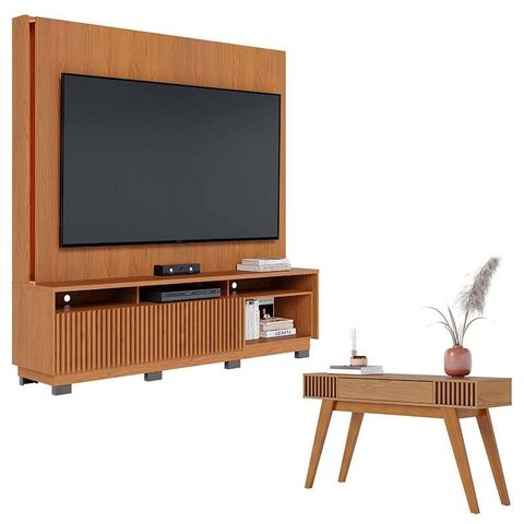 Estante Home Theater Jordão com Pés e Aparador Riviera Freijó – Colibri