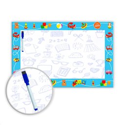 Lousa Quadro Branco em PVC Infantil 62x40 cm - Azul - Ref 08 - 1