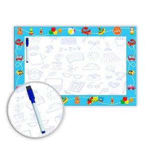 Lousa Quadro Branco em Pvc Infantil 62x40 Cm - Azul - Ref 08