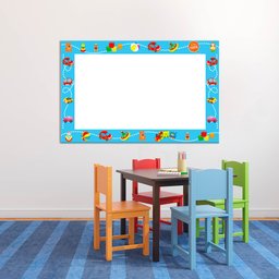 Lousa Quadro Branco em PVC Infantil 62x40 cm - Azul - Ref 08 - 3