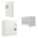 Ver imagem 2 de Quarto de Bebê Completo Guarda Roupa 4 Portas 3 Gavetas com Cômoda e Berço Hera Branco